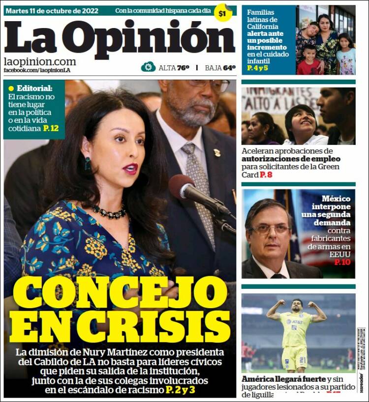 Portada de La Opinión (États-Unis)