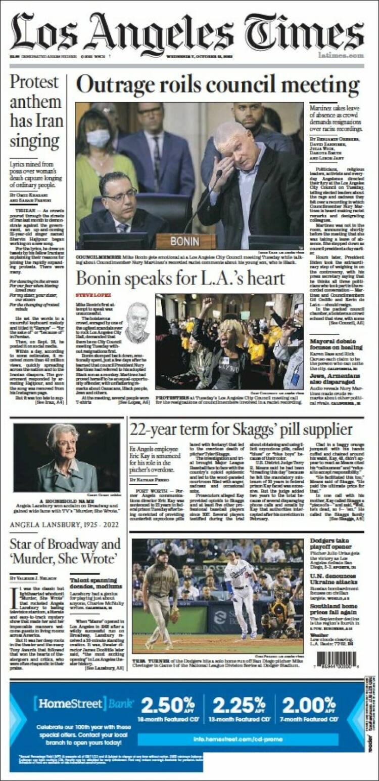 Portada de Los Angeles Times (États-Unis)