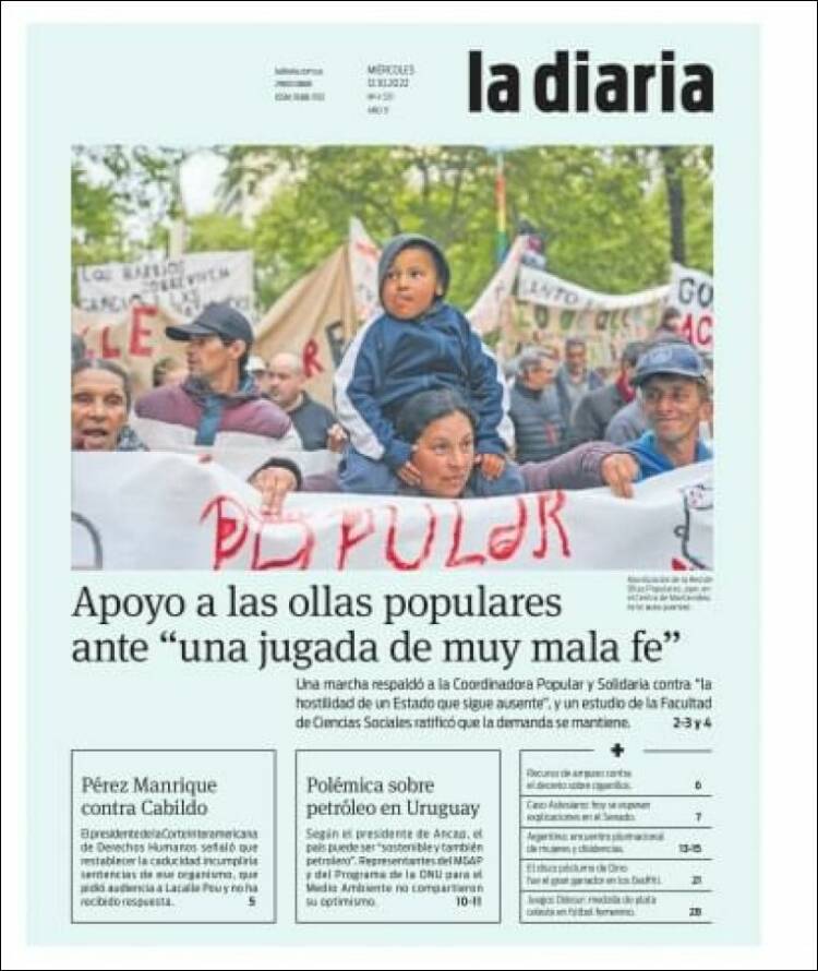 Portada de La Diaria (Uruguay)
