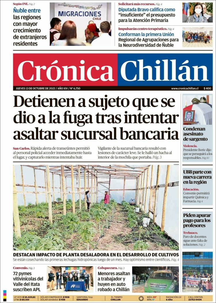 Portada de Crónica Chillán (Chile)