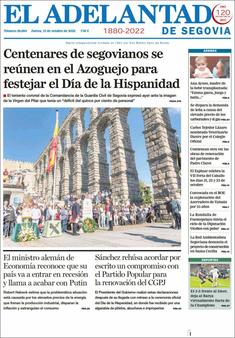 Portada de El Adelantado de Segovia (España)