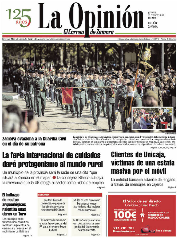 Portada de La Opinión - El Correo de Zamora (España)