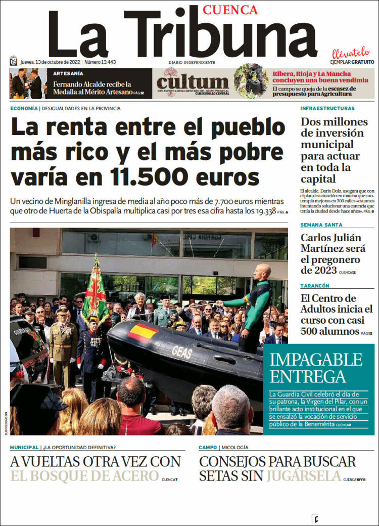 Portada de La Tribuna de Cuenca (Espagne)