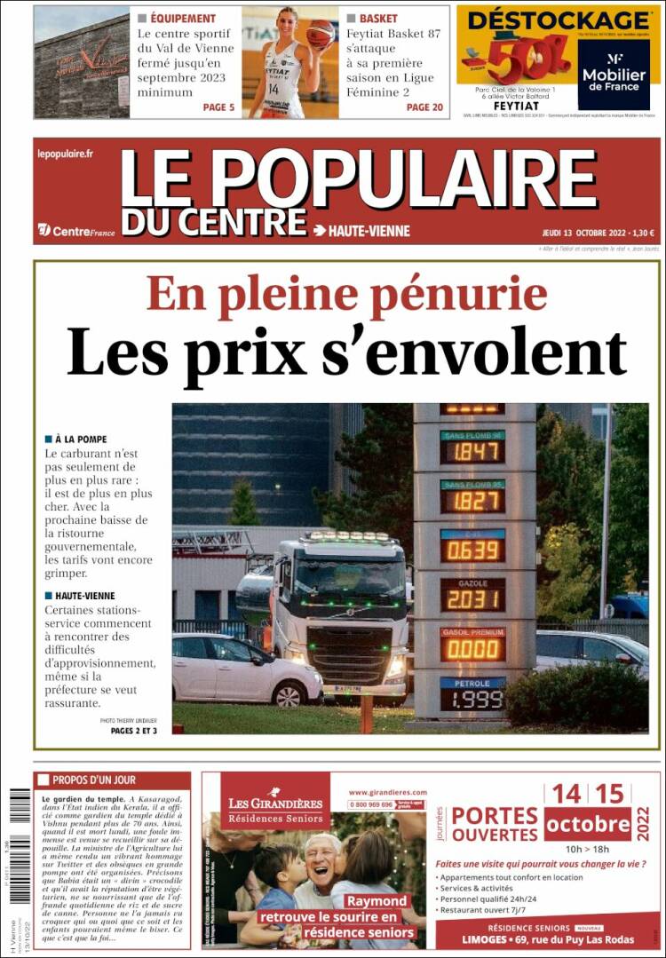 Portada de Le Populaire du Centre (Francia)