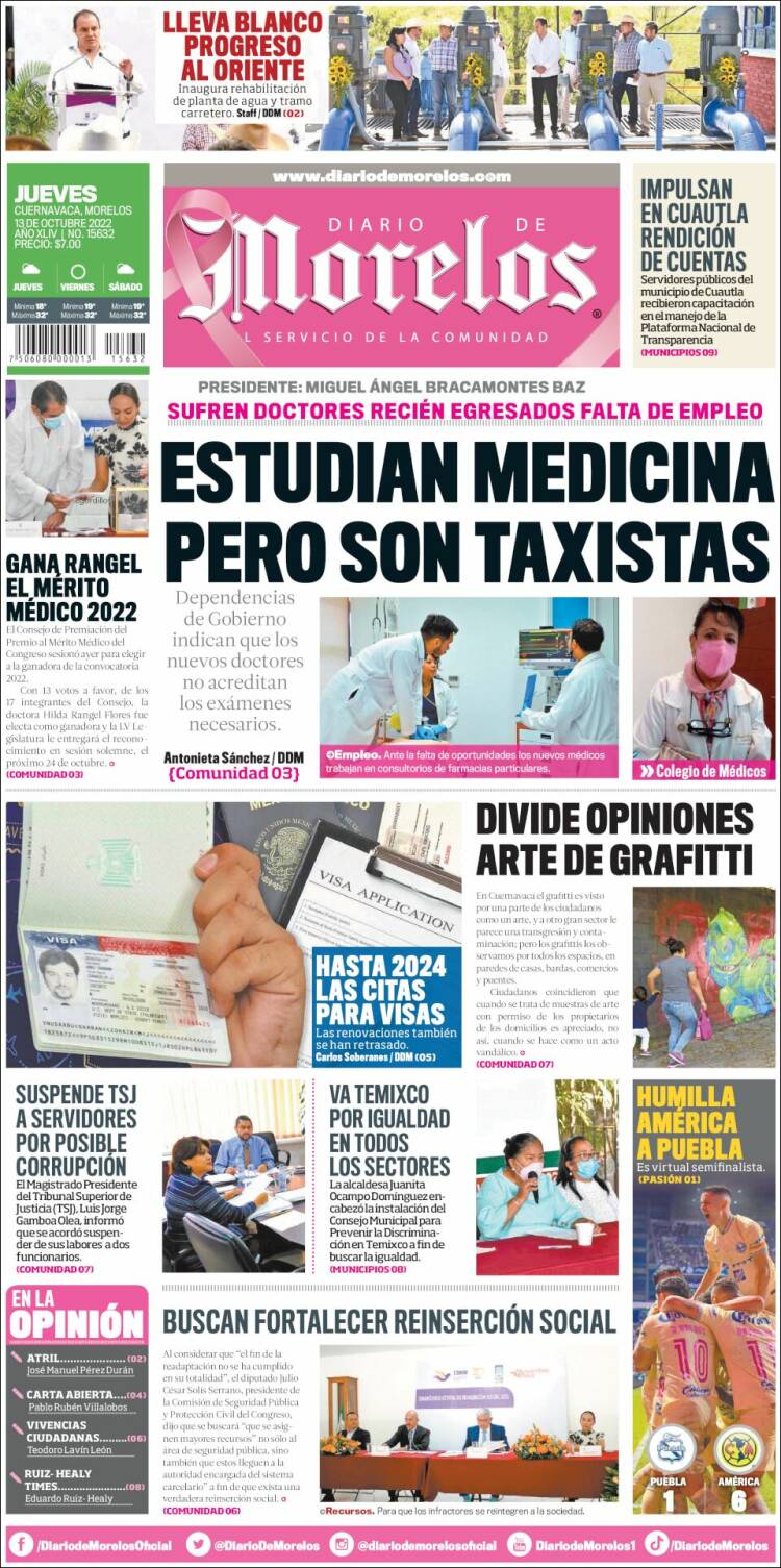 Portada de Diario de Morelos (México)