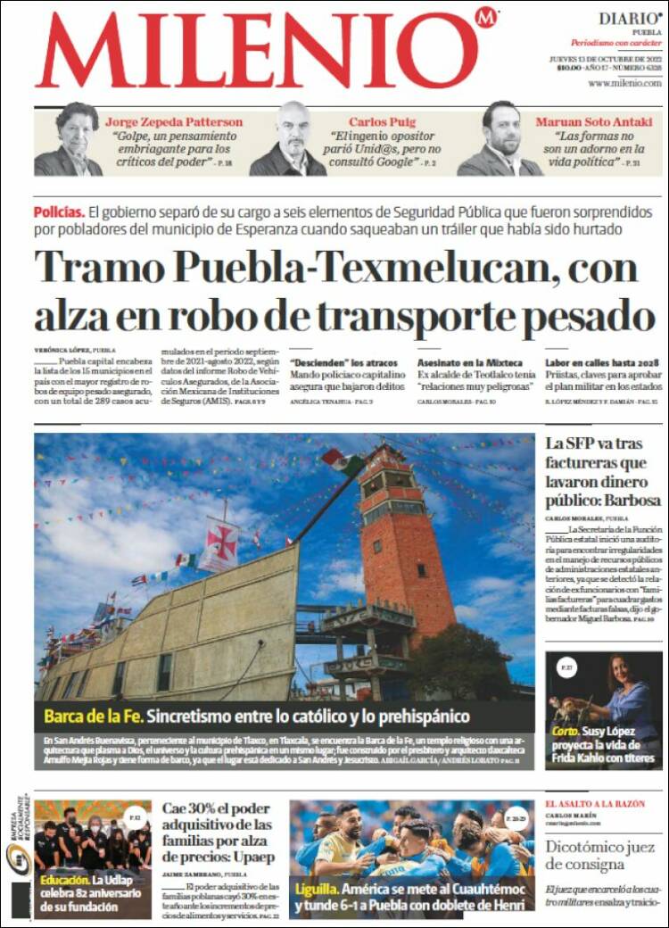 Portada de Milenio de Puebla (México)