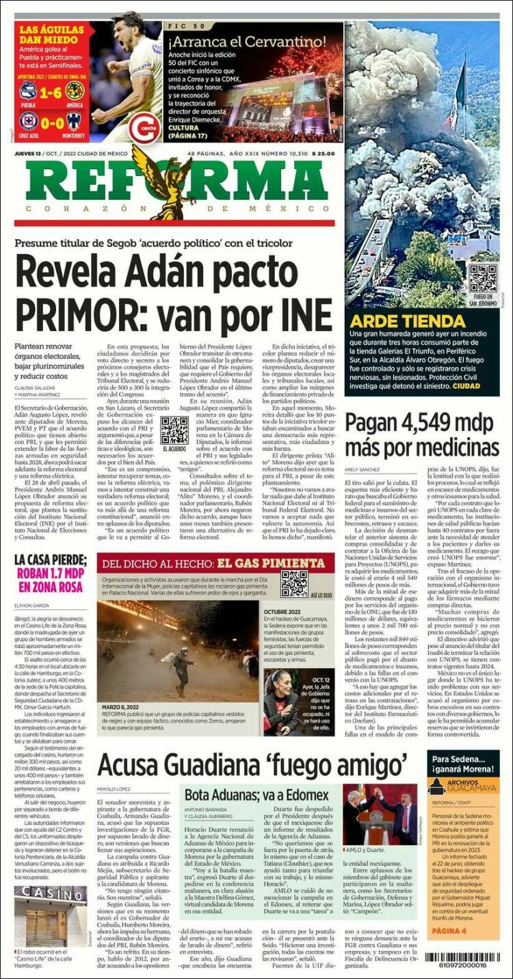 Portada de Reforma (México)