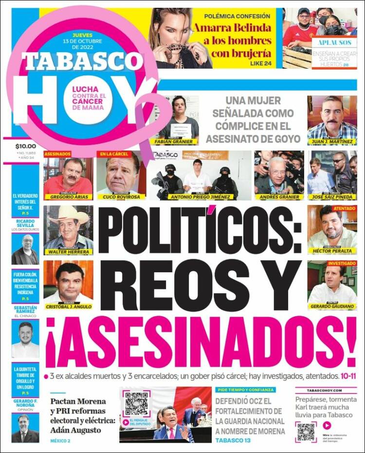 Portada de Tabasco Hoy (Mexique)