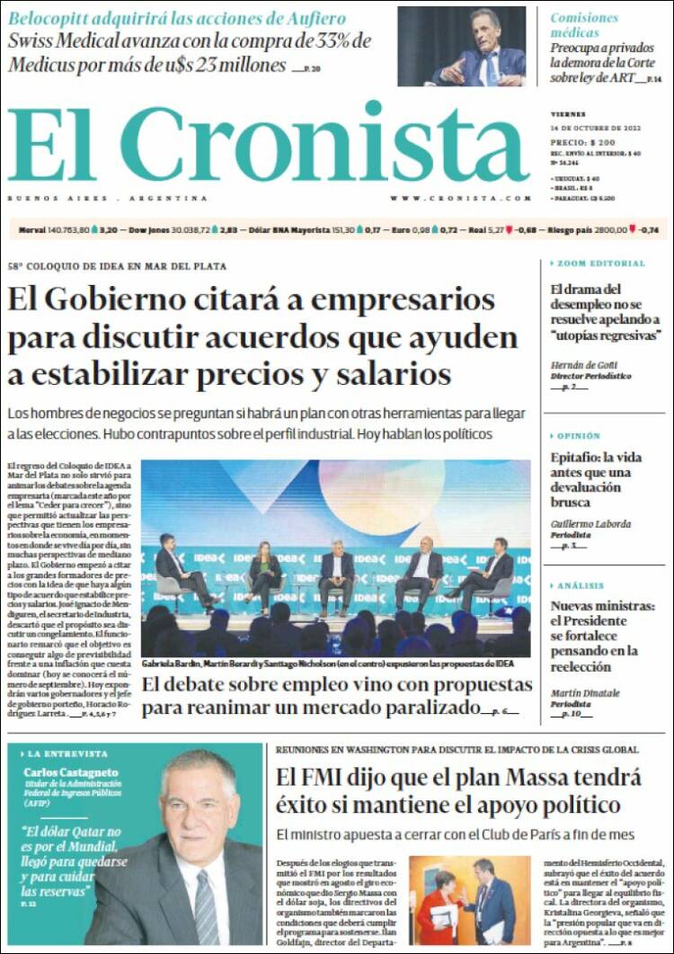 Portada de El Cronista Comercial (Argentine)