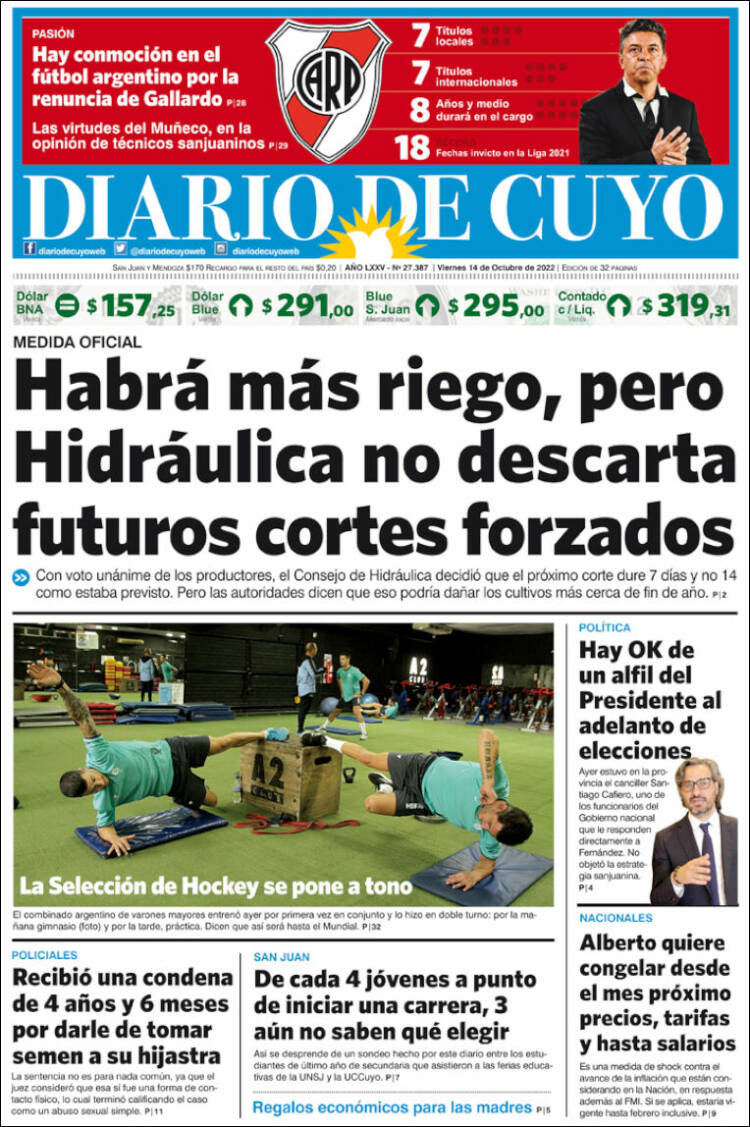 Portada de Diario de Cuyo (Argentine)