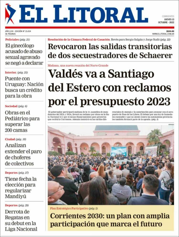 Portada de El Litoral Corrientes (Argentine)