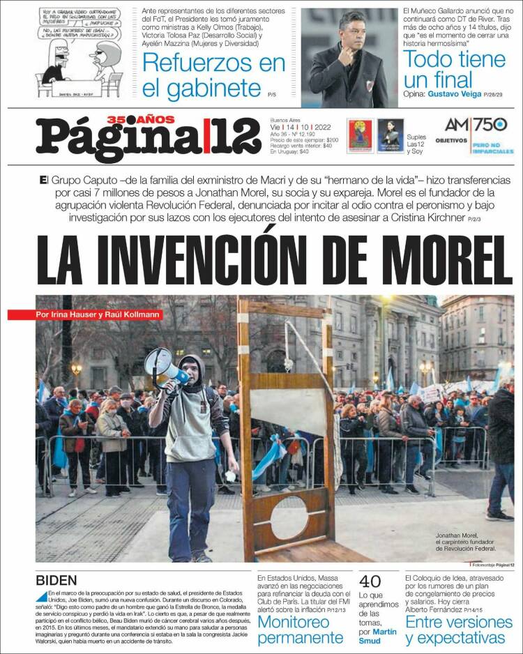 Portada de Página/12 (Argentina)