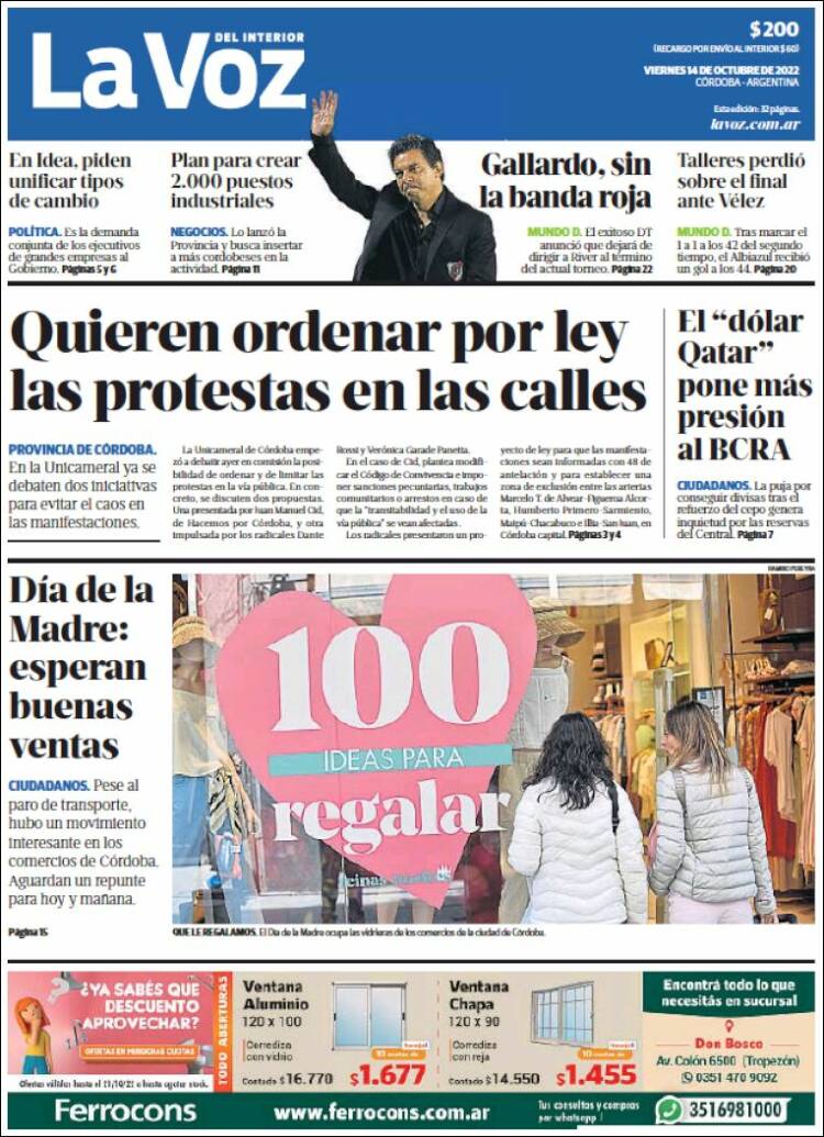 Portada de La Voz del Interior (Argentine)