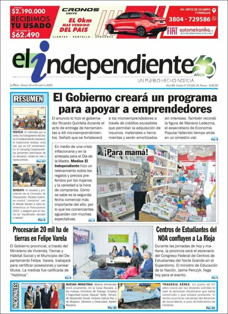 Portada de El Independiente (Argentine)