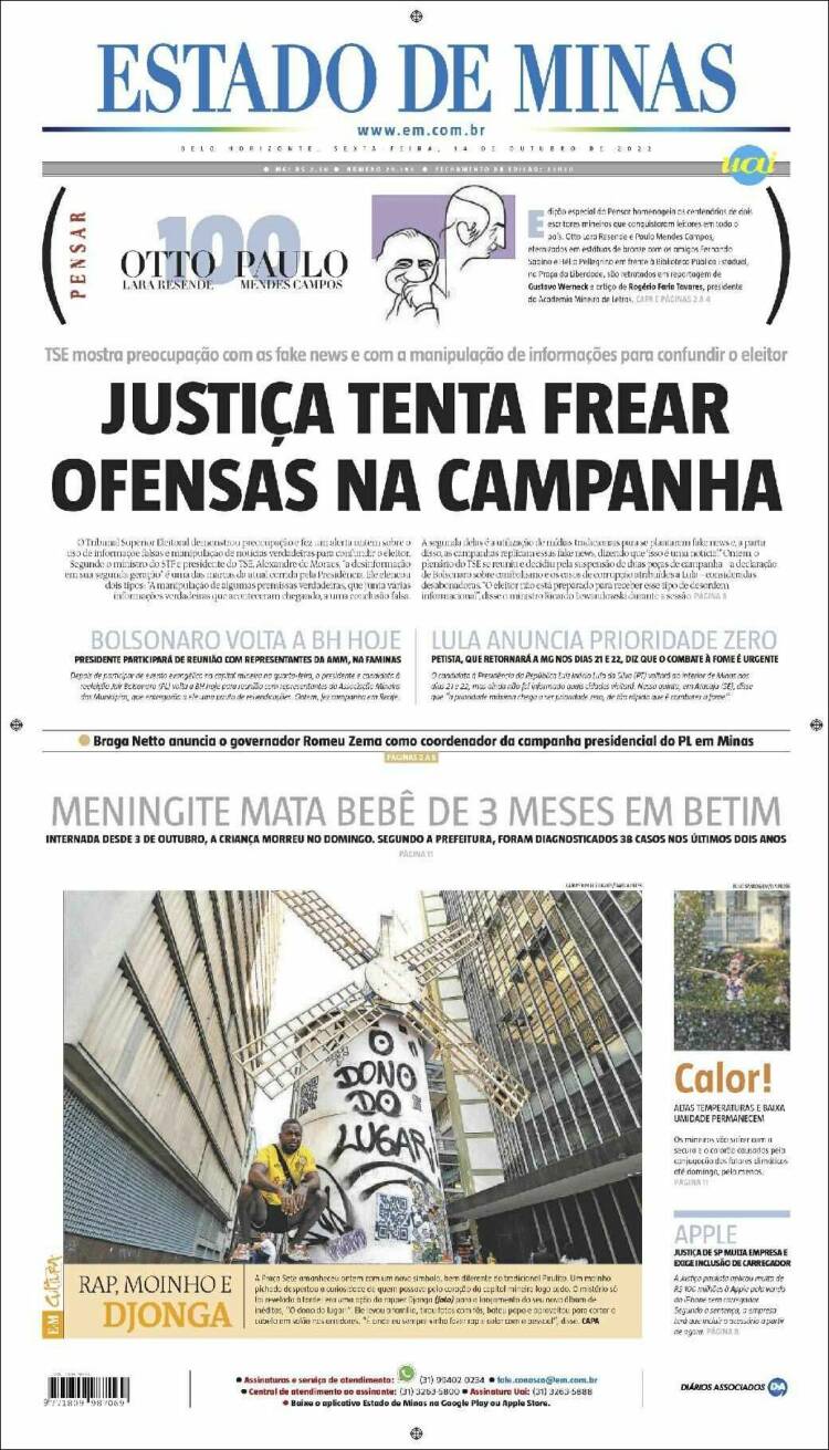 Portada de Jornal Estado de Minas (Brasil)