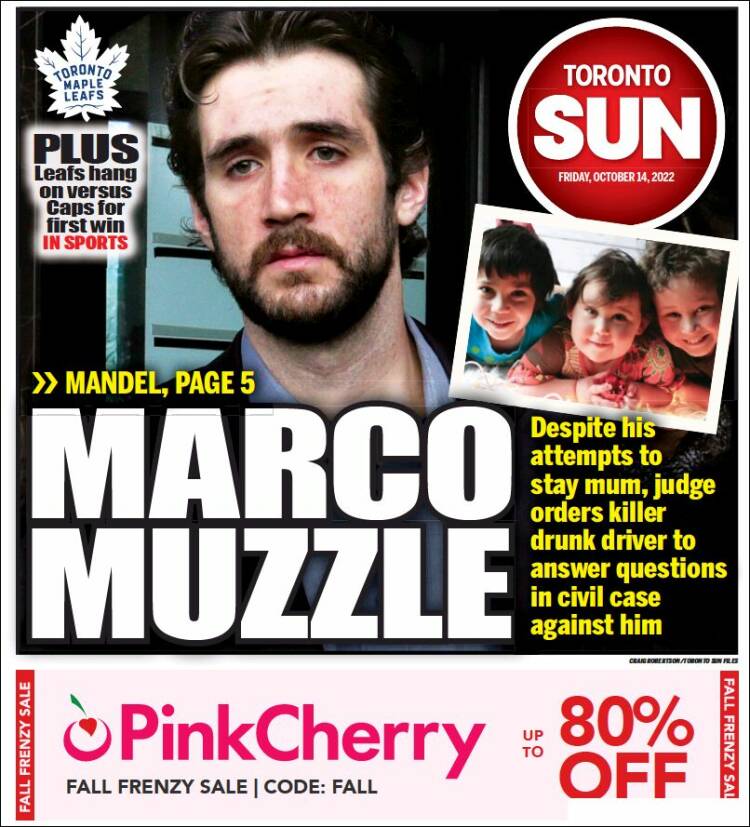 Portada de The Toronto Sun (Canada)