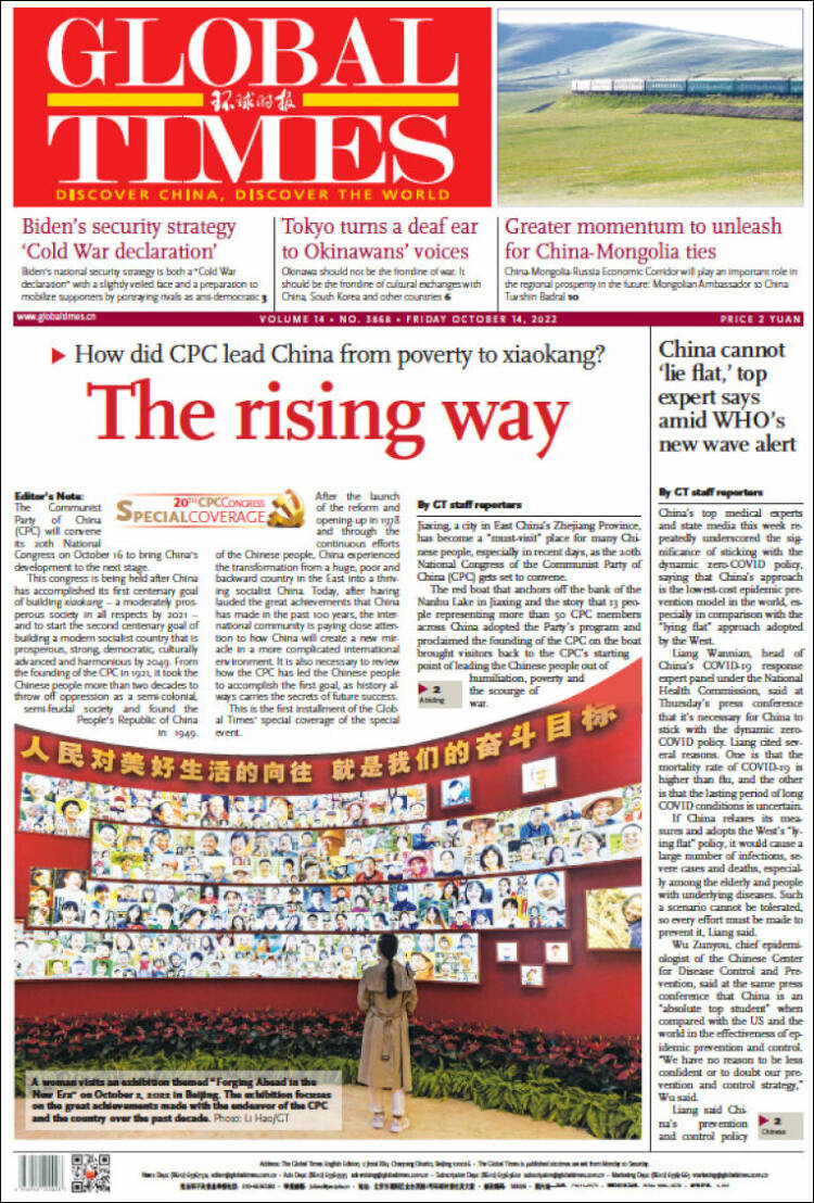 Portada de The Global Times (China)