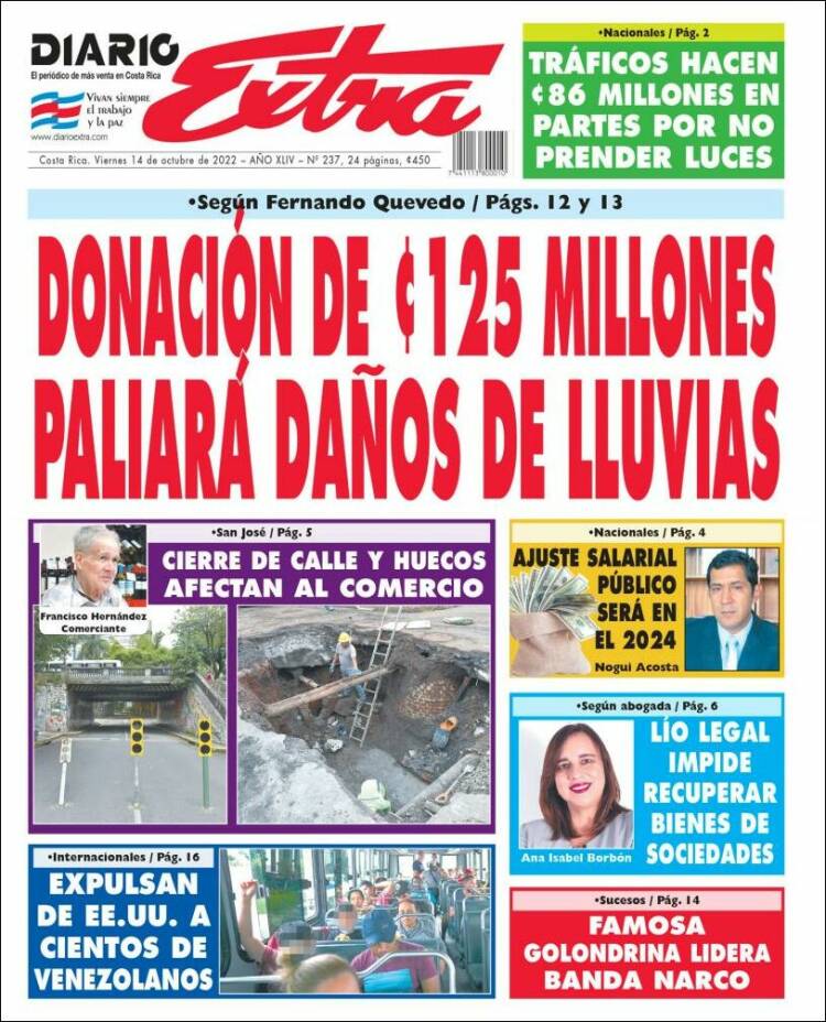 Portada de Diario Extra (Costa Rica)