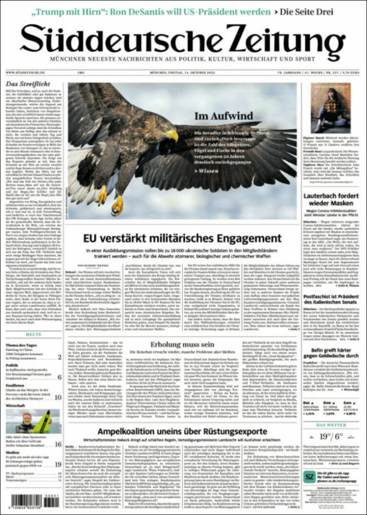 Portada de Sueddeutsche (Alemania)