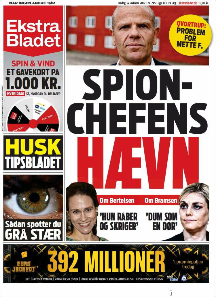 Portada de Ekstra Bladet (Dinamarca)