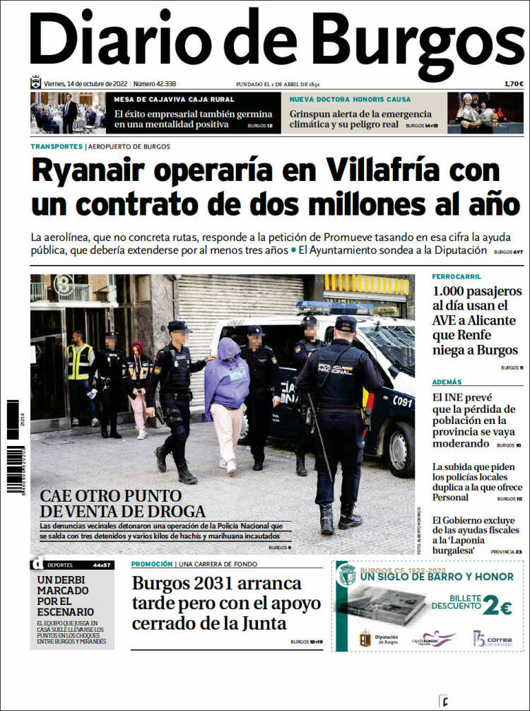 Portada de Diario de Burgos (España)