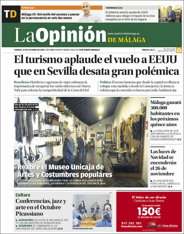 Portada de La Opinión de Málaga (Spain)
