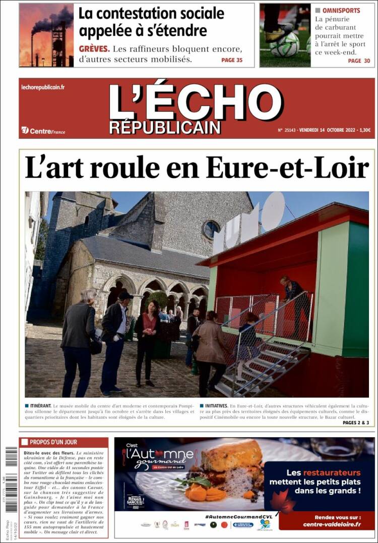 Portada de L'Echo Républicain (Francia)