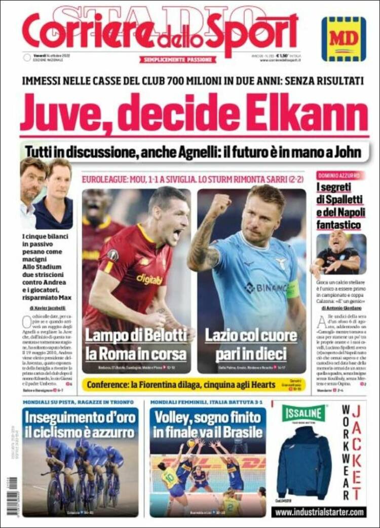 Portada de Corriere dello Sport (Italia)