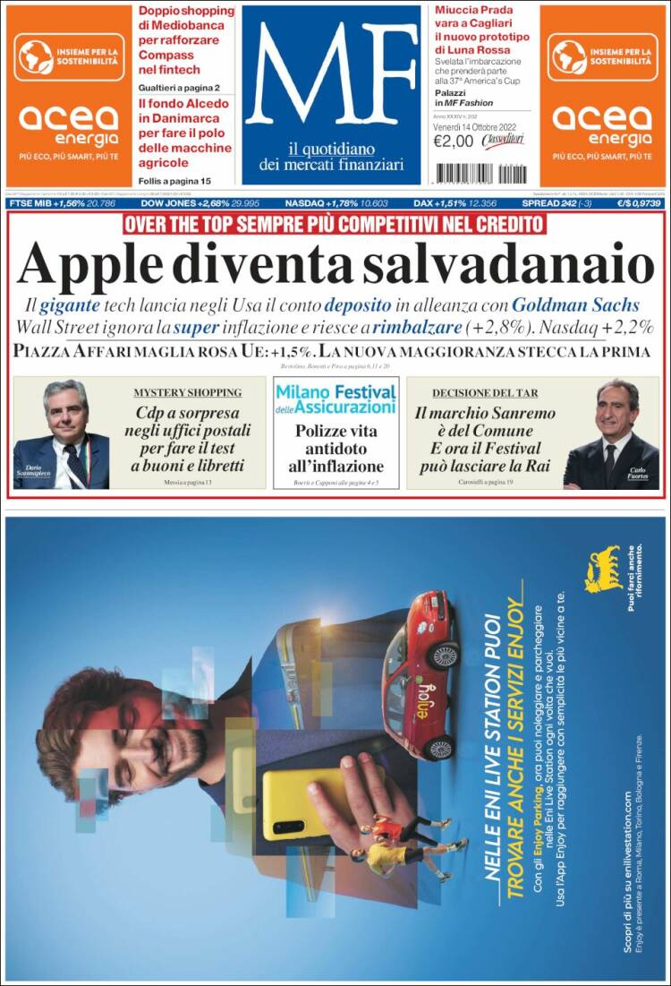 Portada de Milano Finanza (Italia)