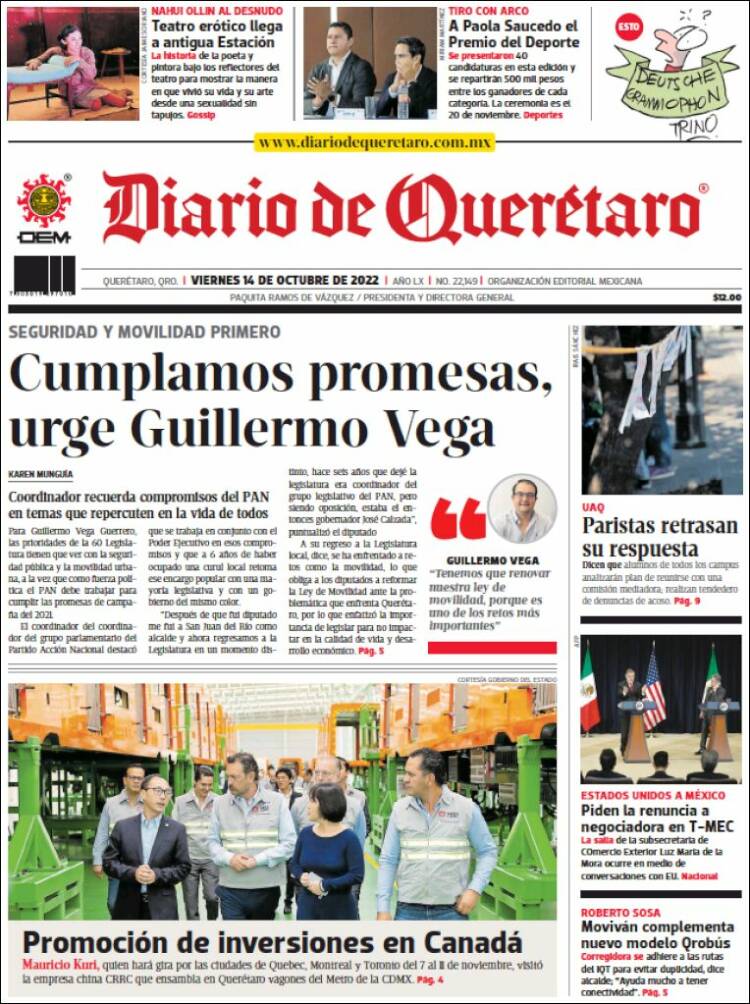 Portada de Diario de Querétaro (México)