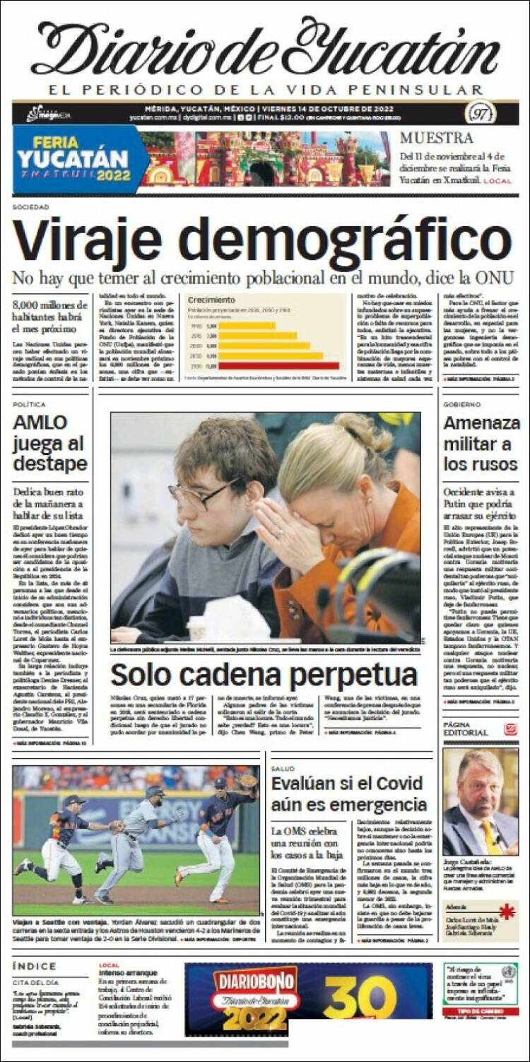 Portada de Diario de Yucatán (México)