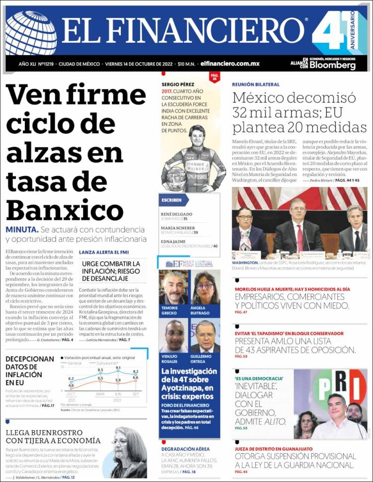 Portada de El Financiero (México)