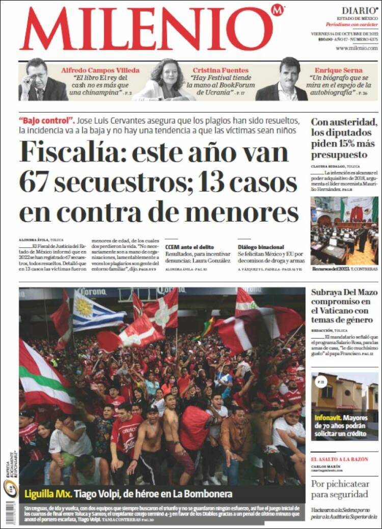 Portada de Milenio - Estado de México (México)