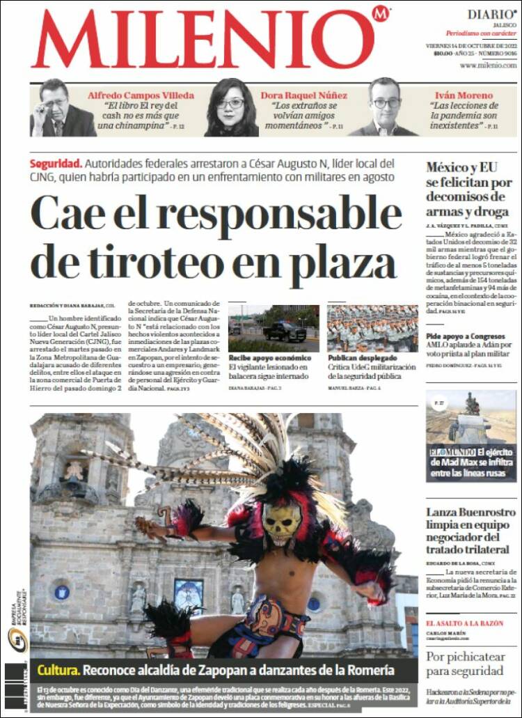 Portada de Milenio - Jalisco (México)