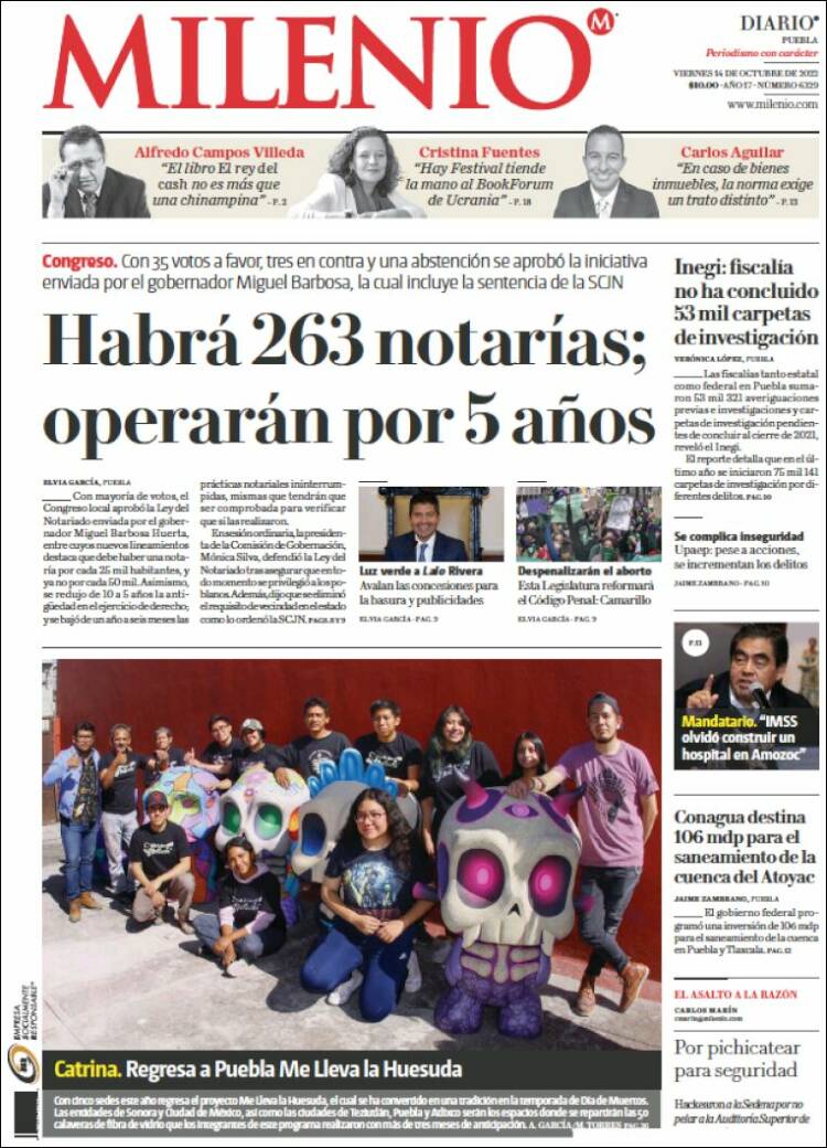 Portada de Milenio de Puebla (México)