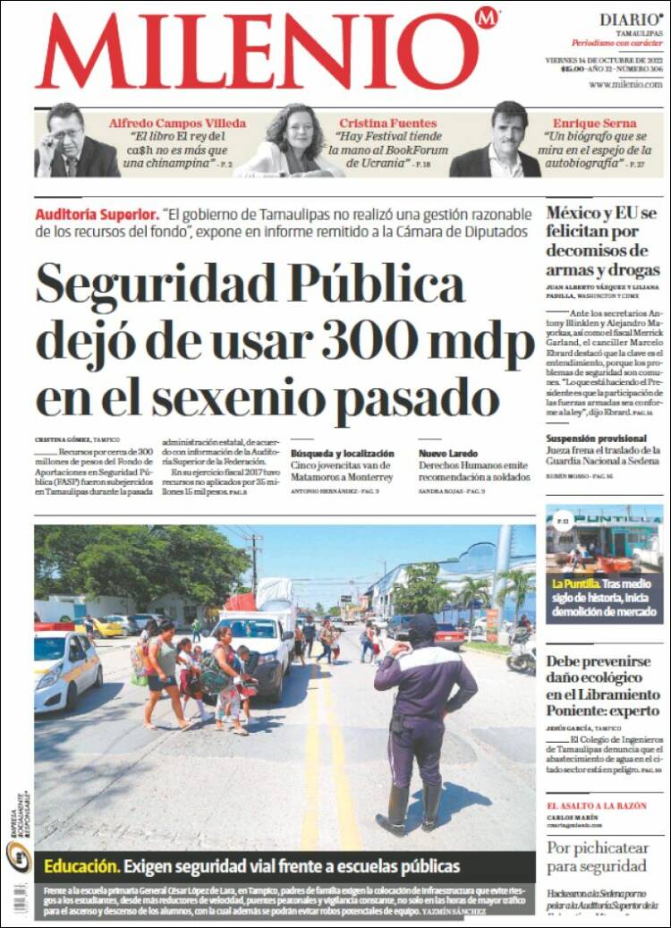 Portada de Milenio - Tamaulipas (México)