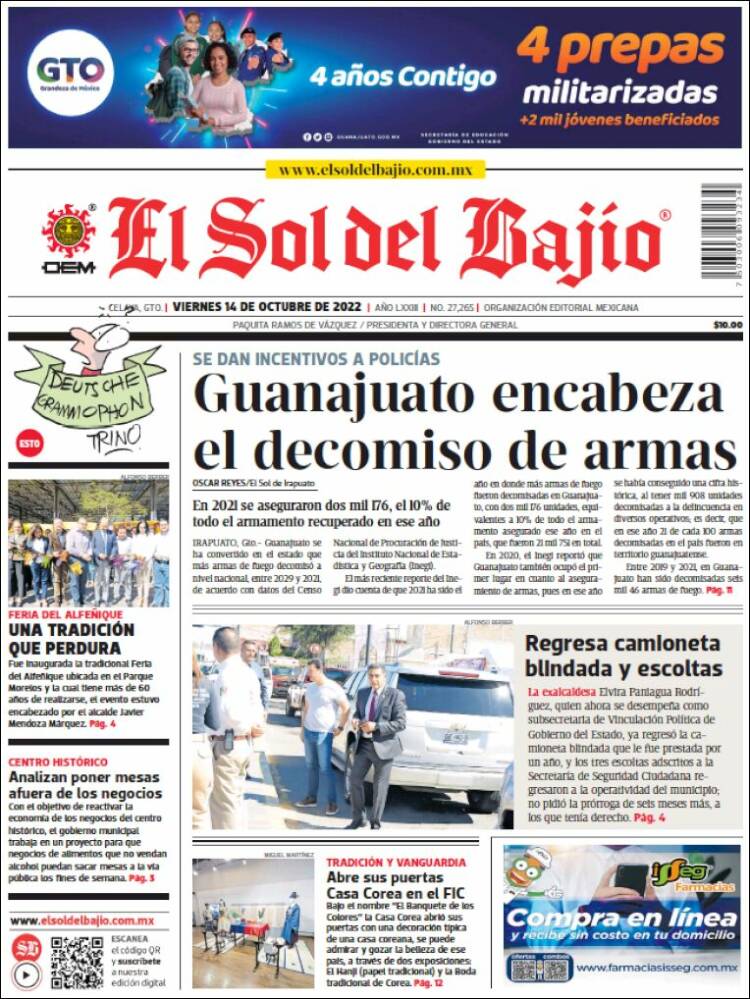 Portada de El Sol del Bajio (México)