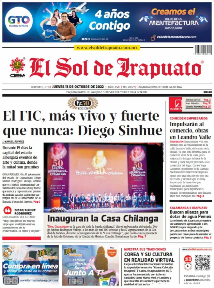 Portada de El Sol de Irapuato (México)