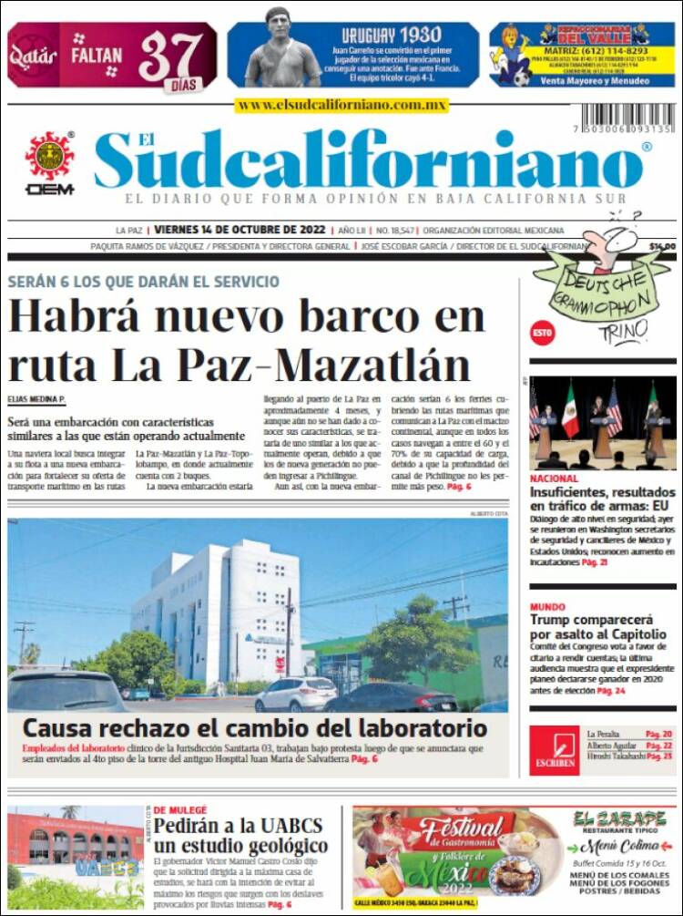 Portada de El Sudcaliforniano (México)