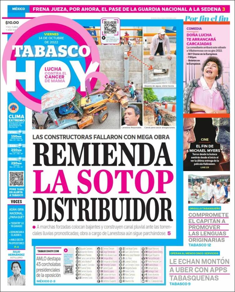 Portada de Tabasco Hoy (México)