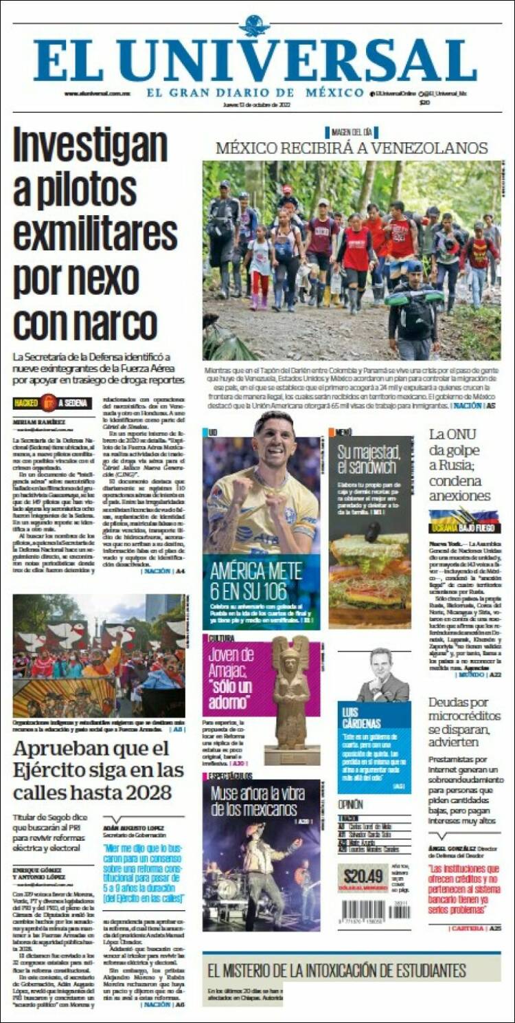 Portada de El Universal (México)