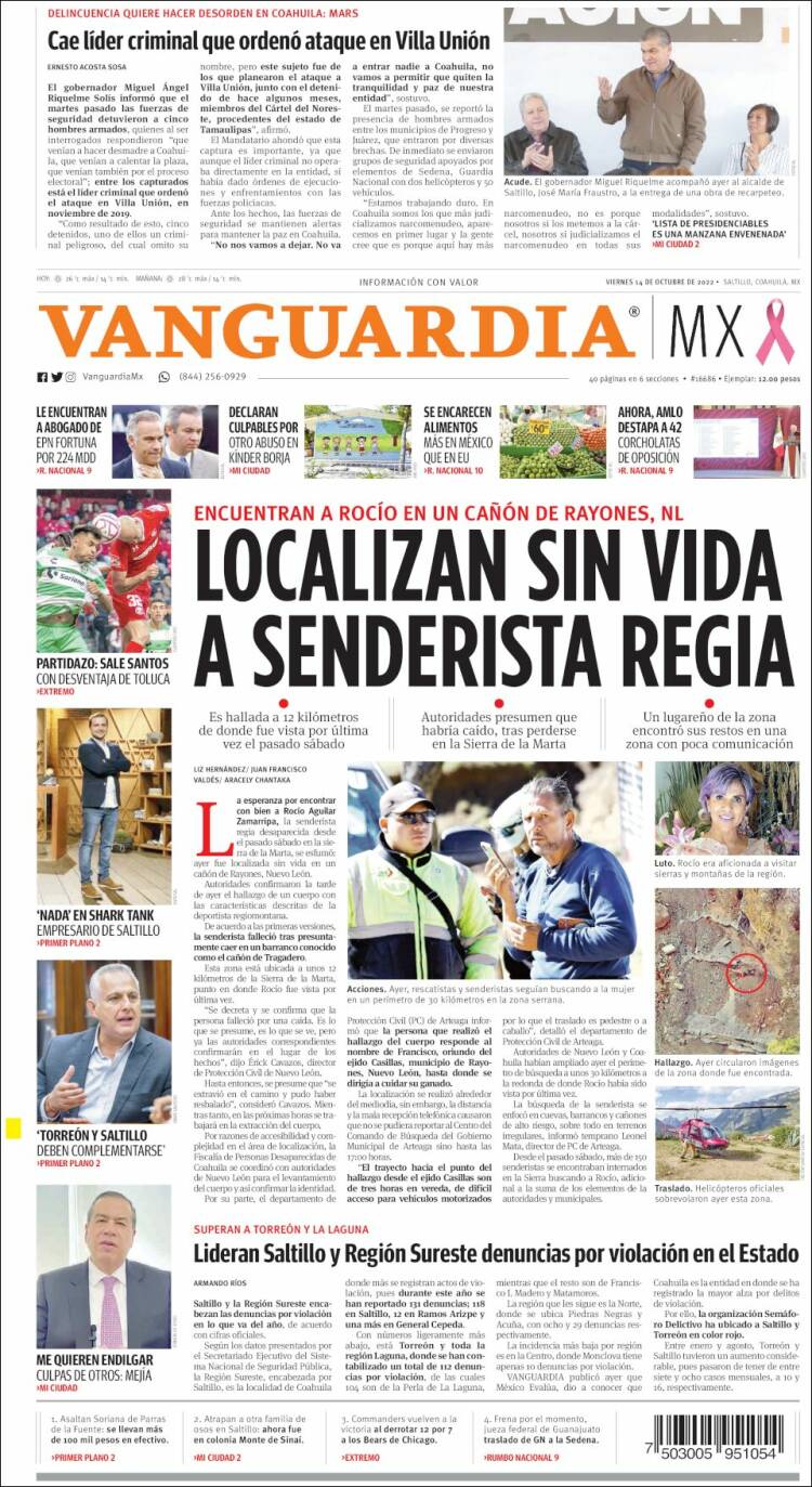 Portada de Vanguardia (México)