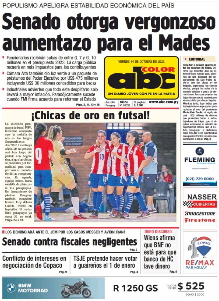 Portada de ABC Color (Paraguay)