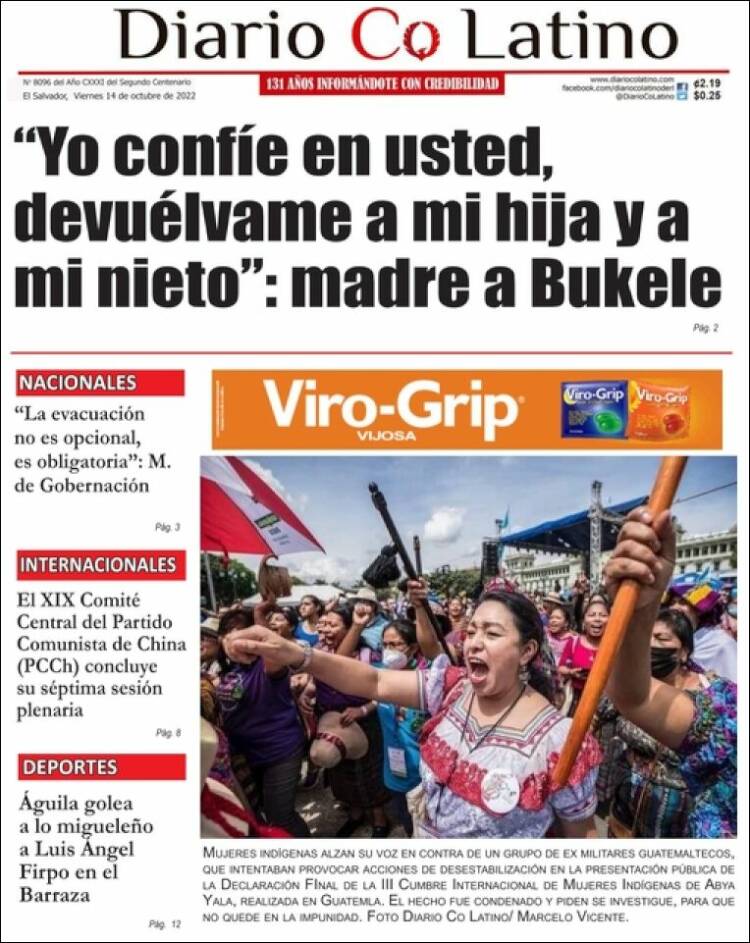 Portada de Diario Co Latino (El Salvador)