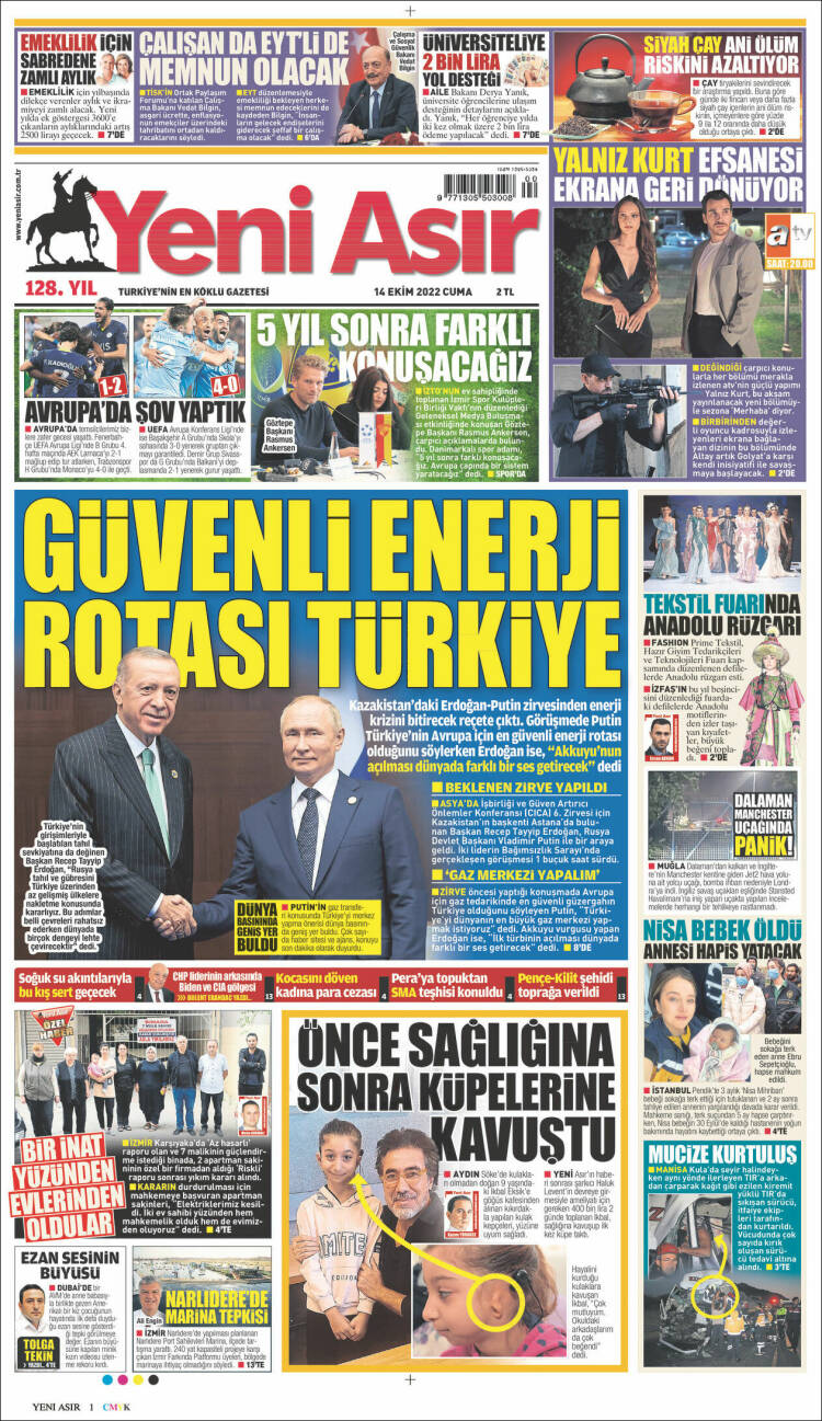 Portada de Yeni Asır (Turqu&iacute;a)
