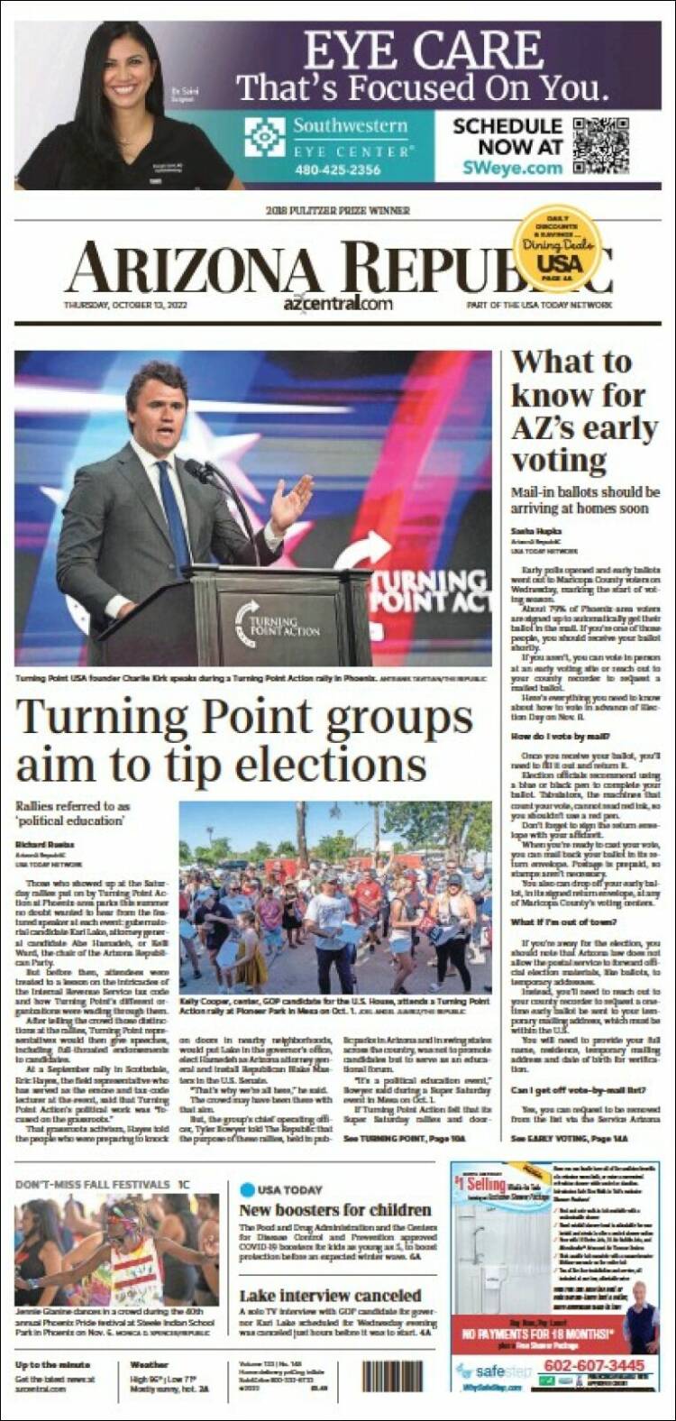 Portada de Arizona Republic News (USA)