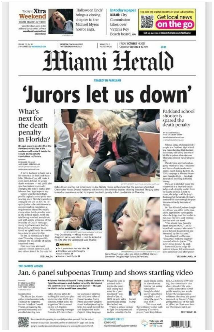 Portada de Miami Herald (USA)