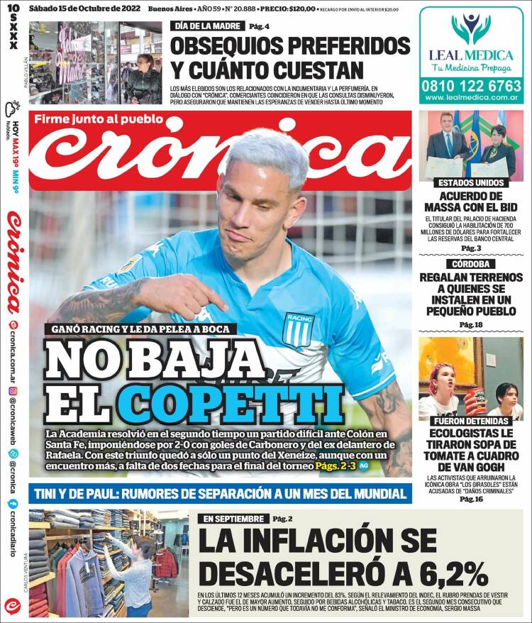 Portada de Crónica (Argentina)