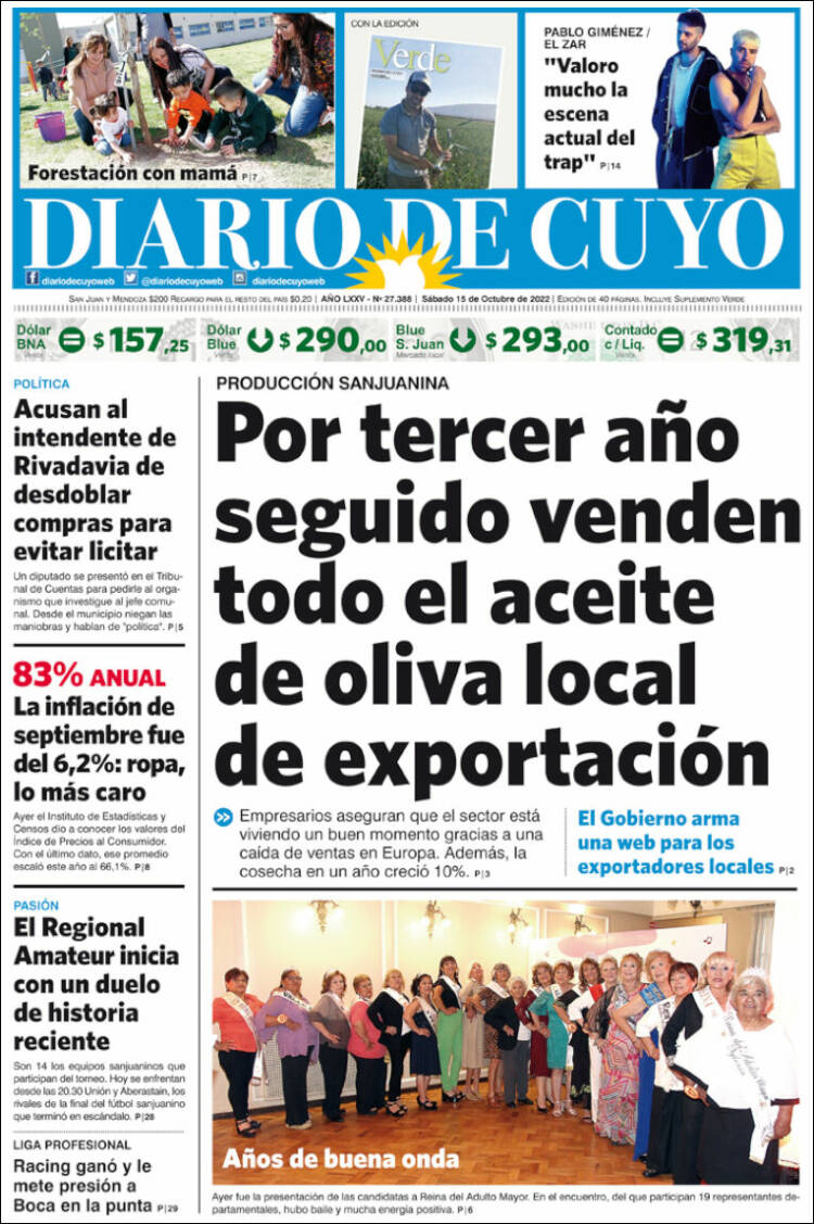 Portada de Diario de Cuyo (Argentina)