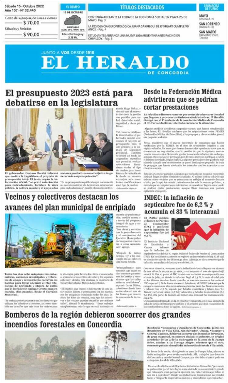 Portada de El Heraldo de Concordia (Argentina)